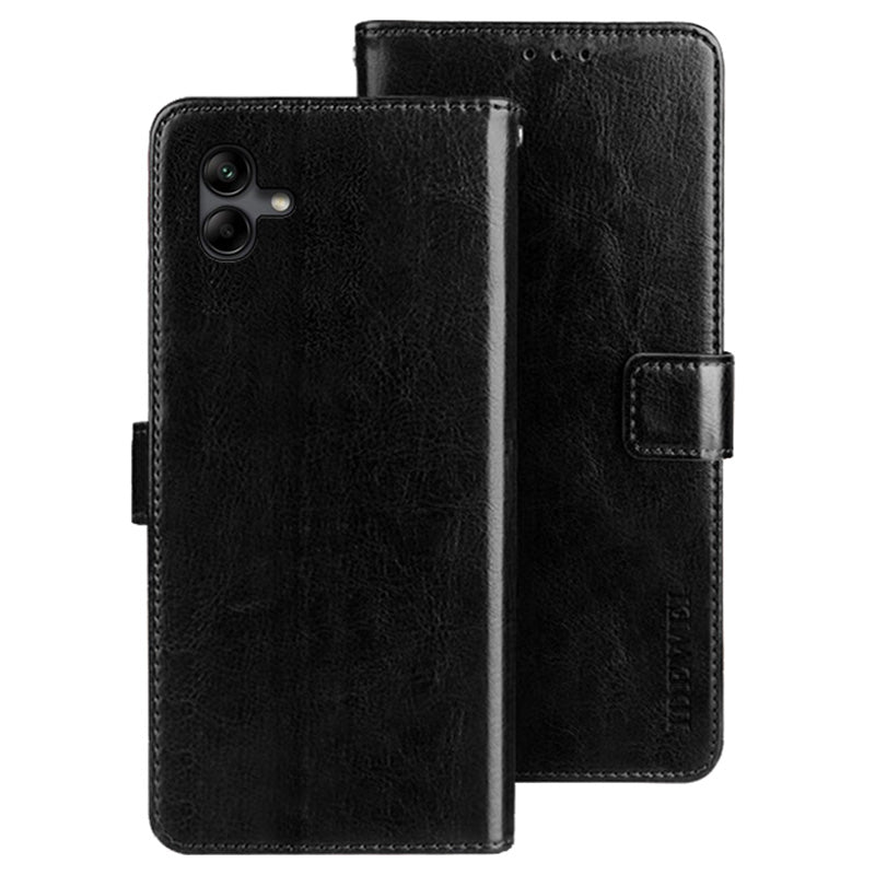 IDEWEI For Samsung Galaxy A04e 4G F04 4G M04 4G PU Leather Flip Phone Cover Scratch Resistant Protective Case Stand Feature Crazy Horse Texture Wallet Shell