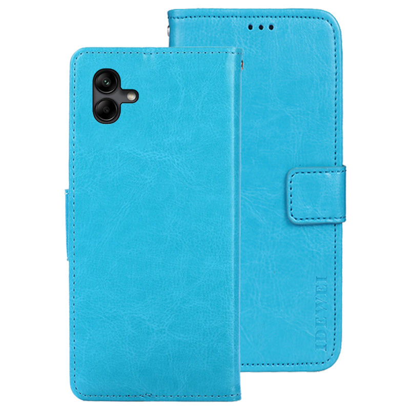IDEWEI For Samsung Galaxy A04e 4G F04 4G M04 4G PU Leather Flip Phone Cover Scratch Resistant Protective Case Stand Feature Crazy Horse Texture Wallet Shell