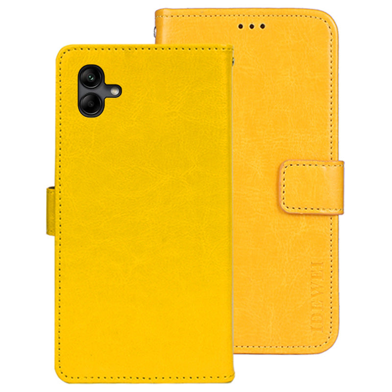 IDEWEI For Samsung Galaxy A04e 4G F04 4G M04 4G PU Leather Flip Phone Cover Scratch Resistant Protective Case Stand Feature Crazy Horse Texture Wallet Shell