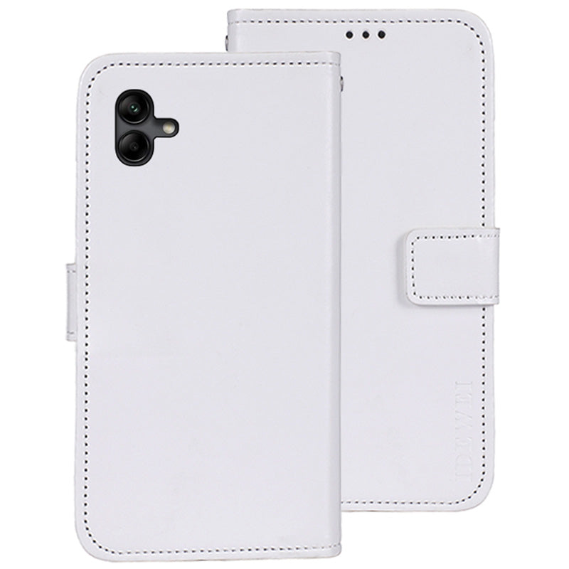 IDEWEI For Samsung Galaxy A04e 4G F04 4G M04 4G PU Leather Flip Phone Cover Scratch Resistant Protective Case Stand Feature Crazy Horse Texture Wallet Shell