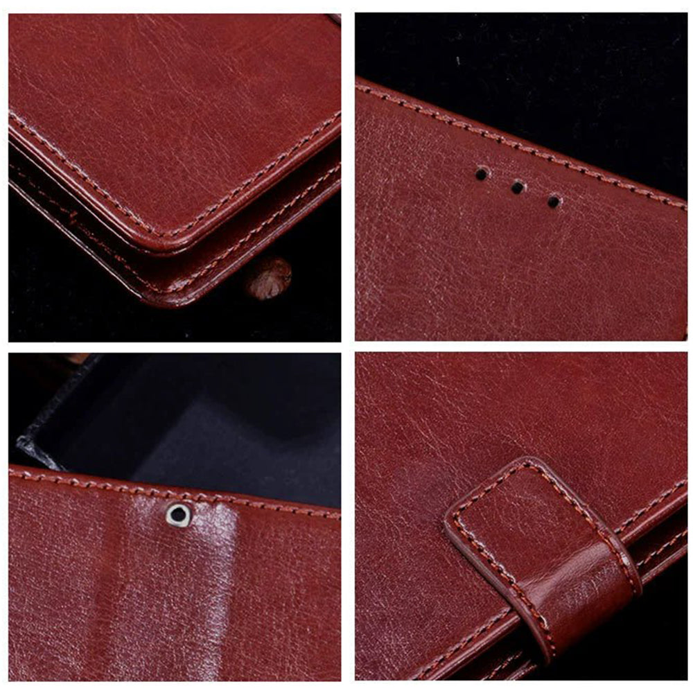 IDEWEI For Samsung Galaxy A04e 4G F04 4G M04 4G PU Leather Flip Phone Cover Scratch Resistant Protective Case Stand Feature Crazy Horse Texture Wallet Shell