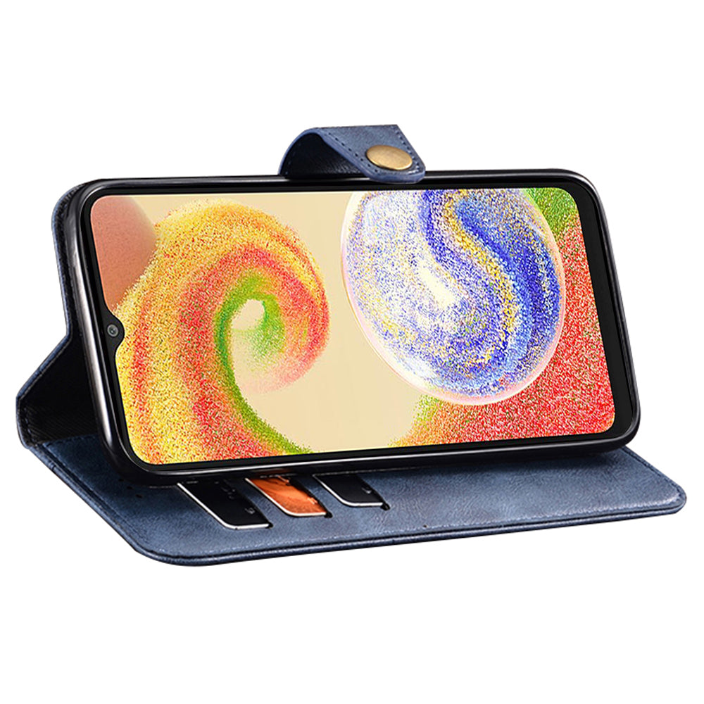IDEWEI For Samsung Galaxy A04e 4G F04 4G M04 4G Shockproof Fine Texture PU Leather Phone Case Wallet Stand Cell Phone Cover