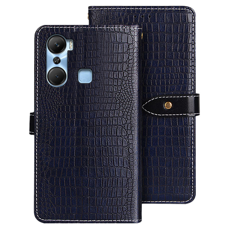 IDEWEI For Infinix Hot 12 Pro 4G Crocodile Texture PU Leather Viewing Stand Phone Flip Wallet Case Magnetic Clasp Phone Cover