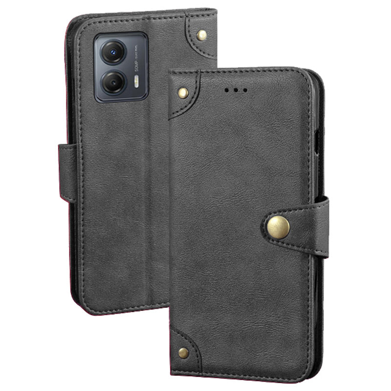 IDEWEI For Motorola Moto G53 5G G23 4G G13 4G Fine Texture PU Leather Phone Case Wallet Stand Book Style Cell Phone Cover