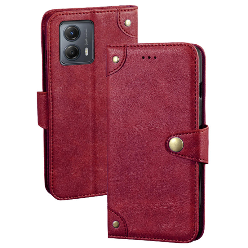 IDEWEI For Motorola Moto G53 5G G23 4G G13 4G Fine Texture PU Leather Phone Case Wallet Stand Book Style Cell Phone Cover