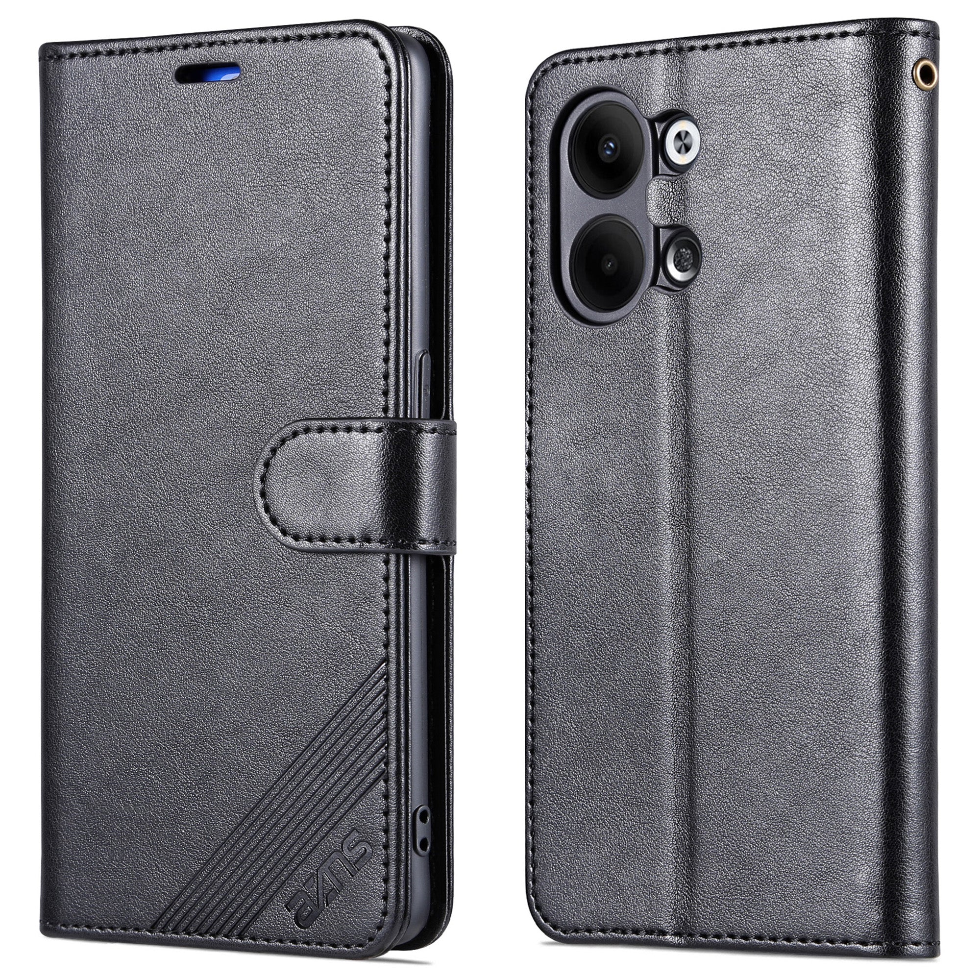AZNS Textured PU Leather Stand Case for Oppo Reno9 5G Reno9 Pro 5G Magnetic Clasp Anti-collision Wallet Phone Cover