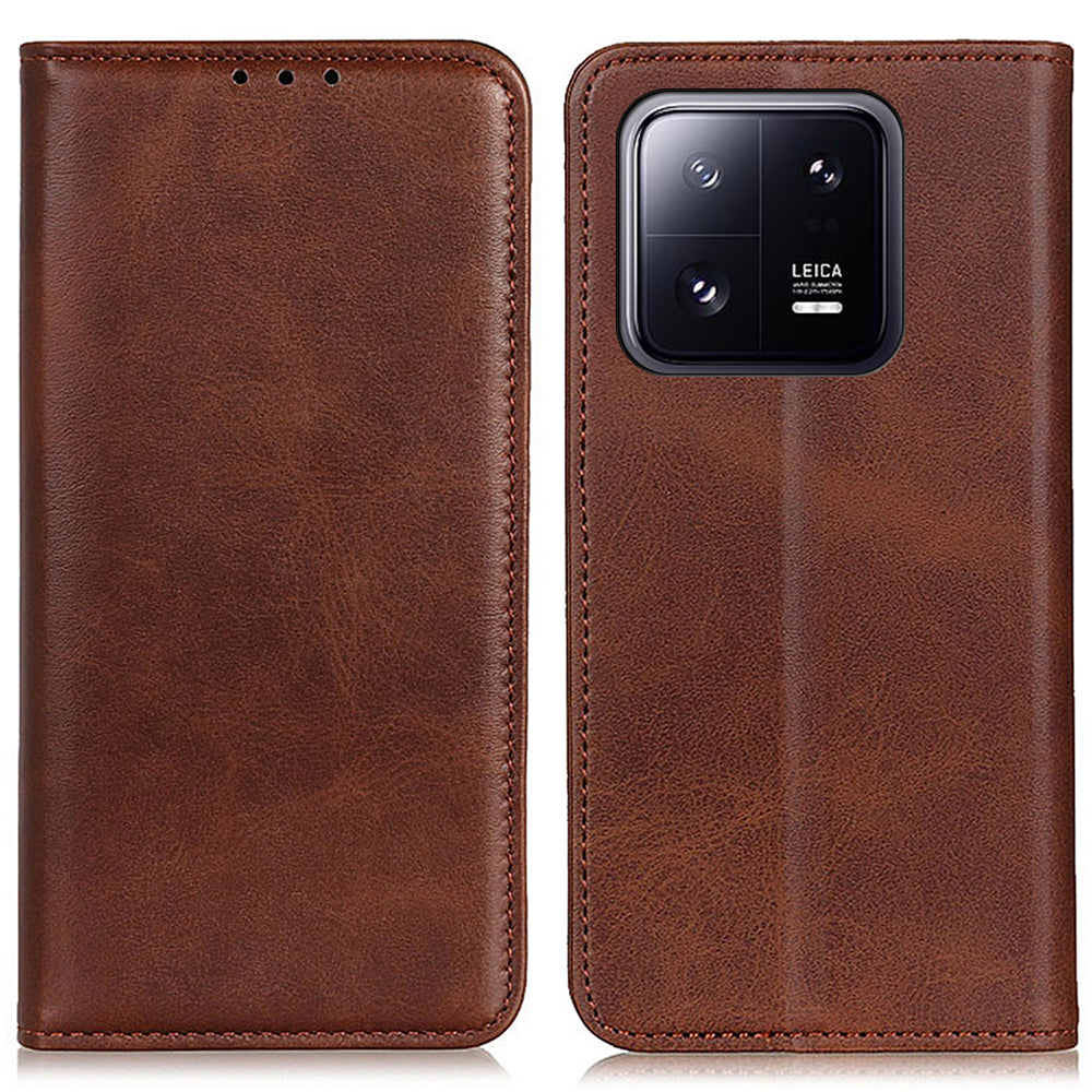 For Xiaomi 13 5G Strong Magnetic Auto Closing Mobile Phone Stand Case Split Leather Drop-proof Cover Wallet