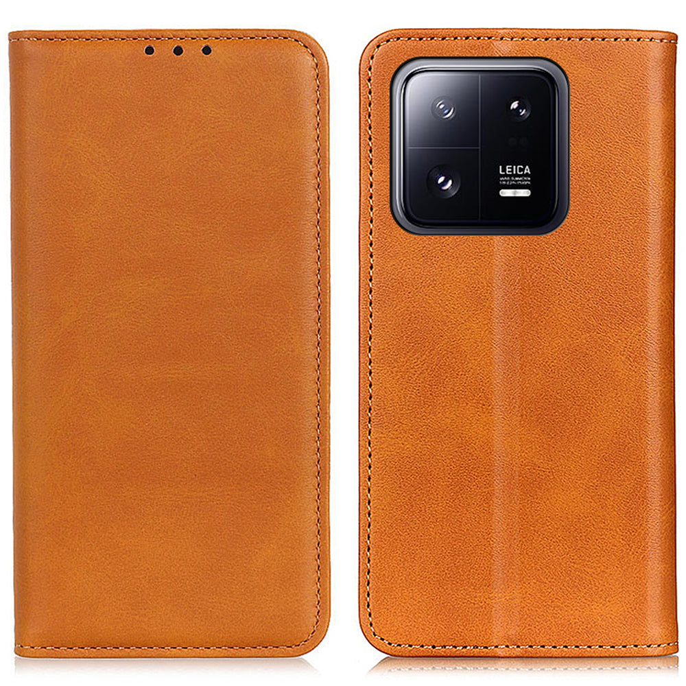 For Xiaomi 13 5G Strong Magnetic Auto Closing Mobile Phone Stand Case Split Leather Drop-proof Cover Wallet