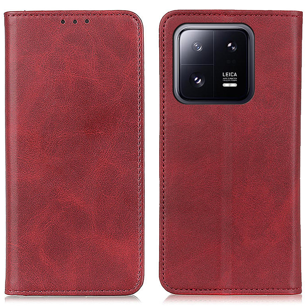 For Xiaomi 13 5G Strong Magnetic Auto Closing Mobile Phone Stand Case Split Leather Drop-proof Cover Wallet