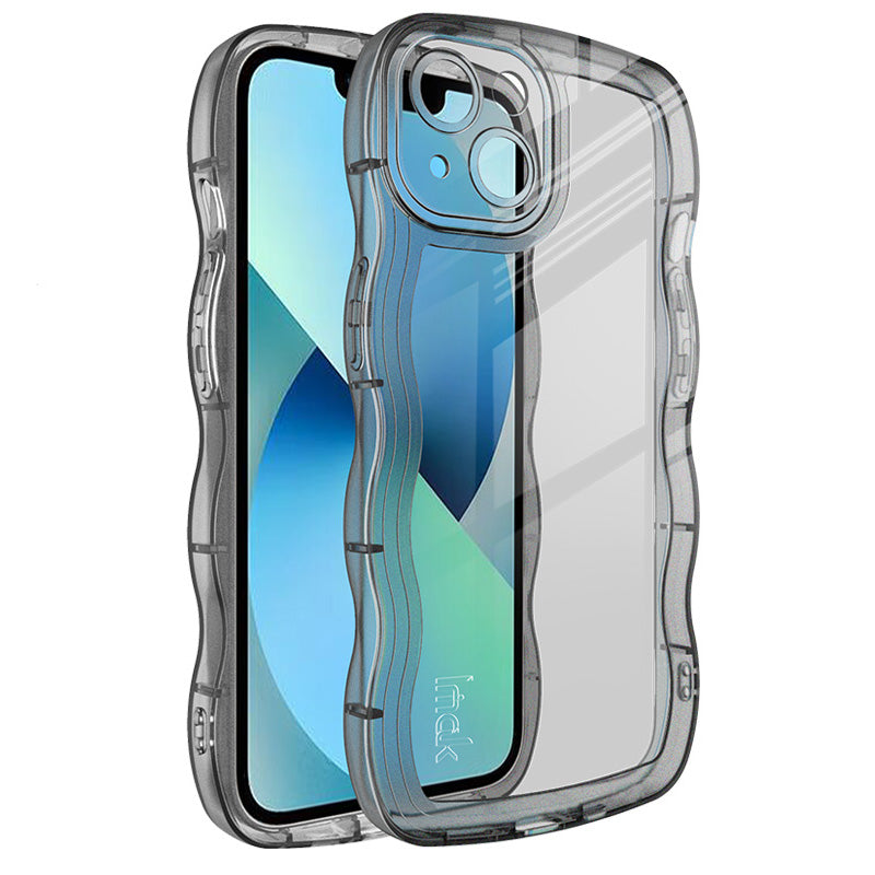 IMAK UX-8 Series Wavy Shape Soft TPU Phone Case for iPhone 14 Transparent Anti-Scratch Protective Back Cover