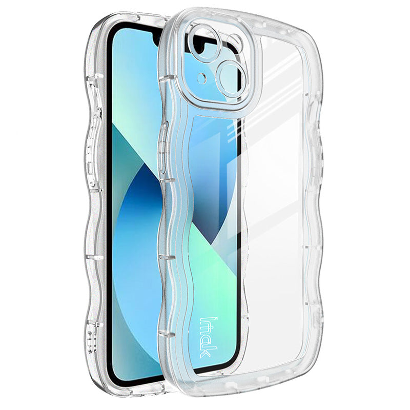 IMAK UX-8 Series Wavy Shape Shockproof Case for iPhone 14 Plus Soft TPU Phone Case Transparent Anti-Drop Protective Cover