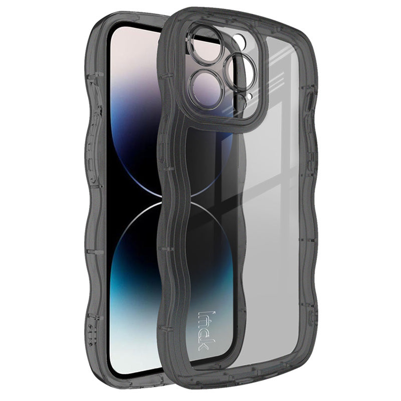IMAK UX-8 Series Soft TPU Phone Case for iPhone 14 Pro Max Wavy Shape Shockproof Case Transparent Anti-Fall Protective Cover