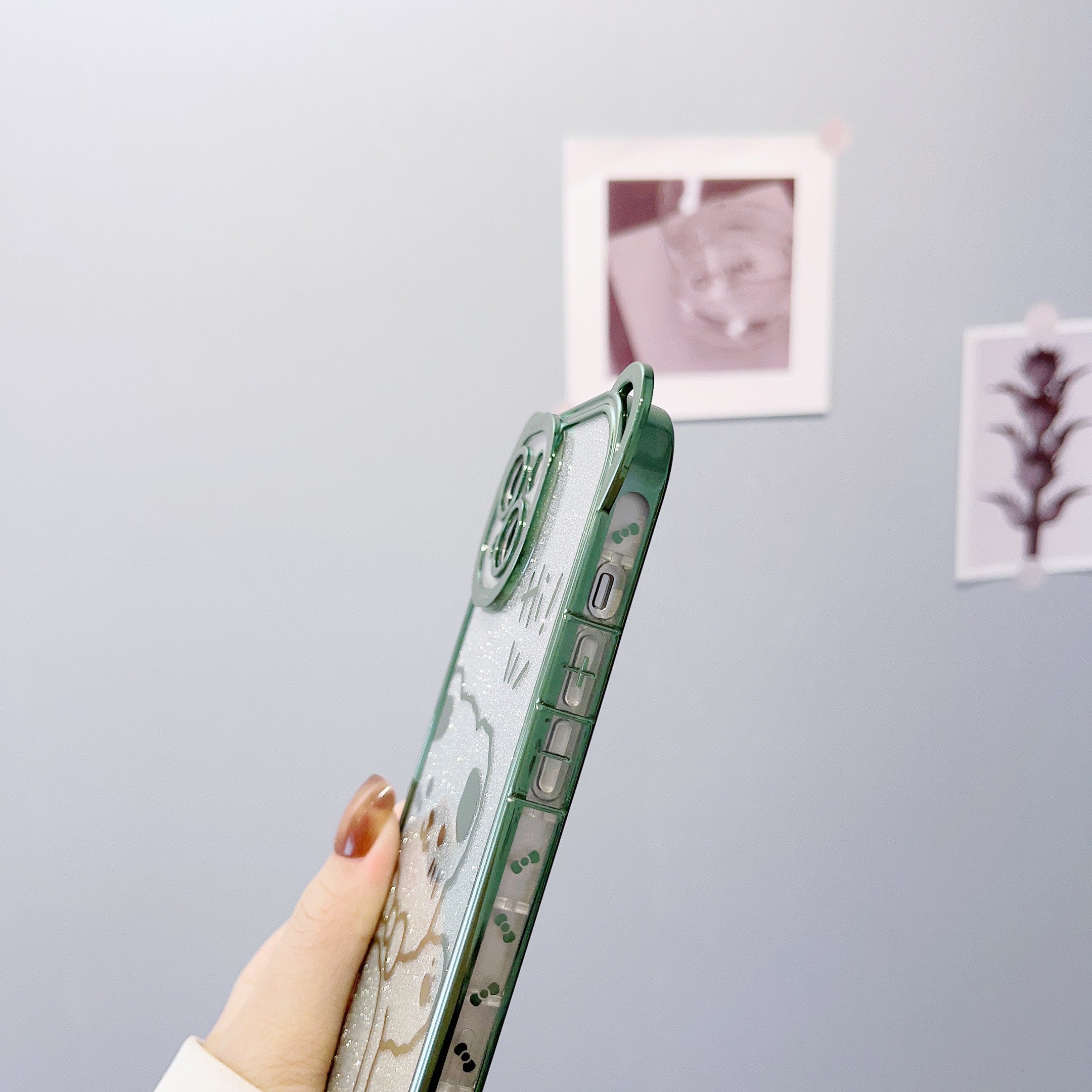 For iPhone 14 Cute Bear Electroplating Shockproof Phone Case Gradient Glitter Soft TPU Protective Cover