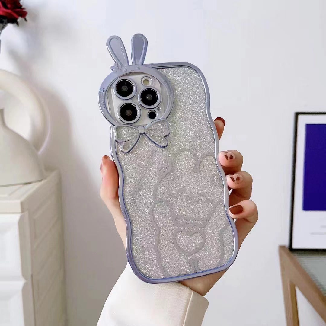 For iPhone 14 Pro Max Anti-fall Glitter Soft TPU Phone Back Cover Rabbit Design Electroplating Protective Phone Case