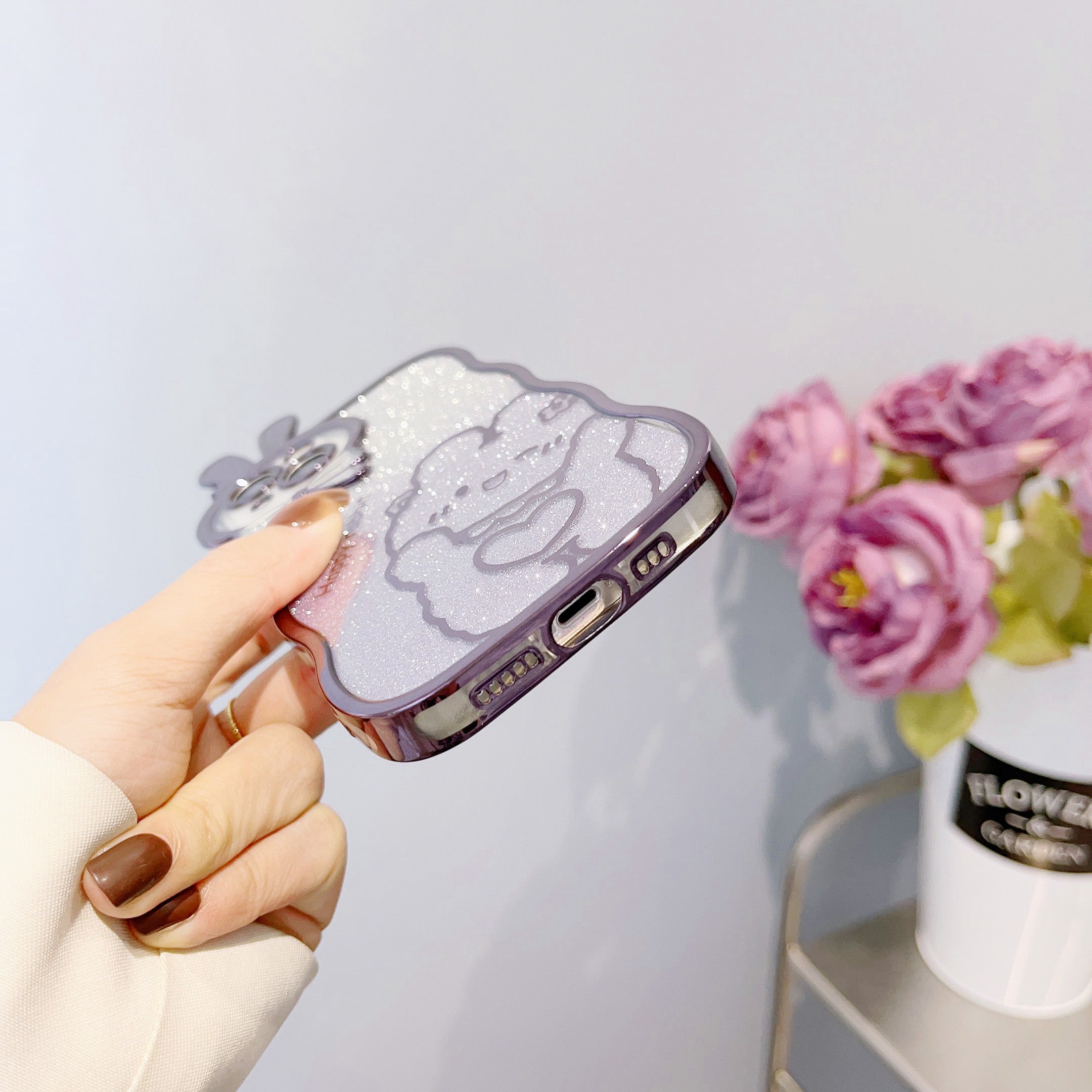 Shockproof Case for iPhone 14 Rabbit Design Electroplating Phone Case Gradient Glitter Soft TPU Cover