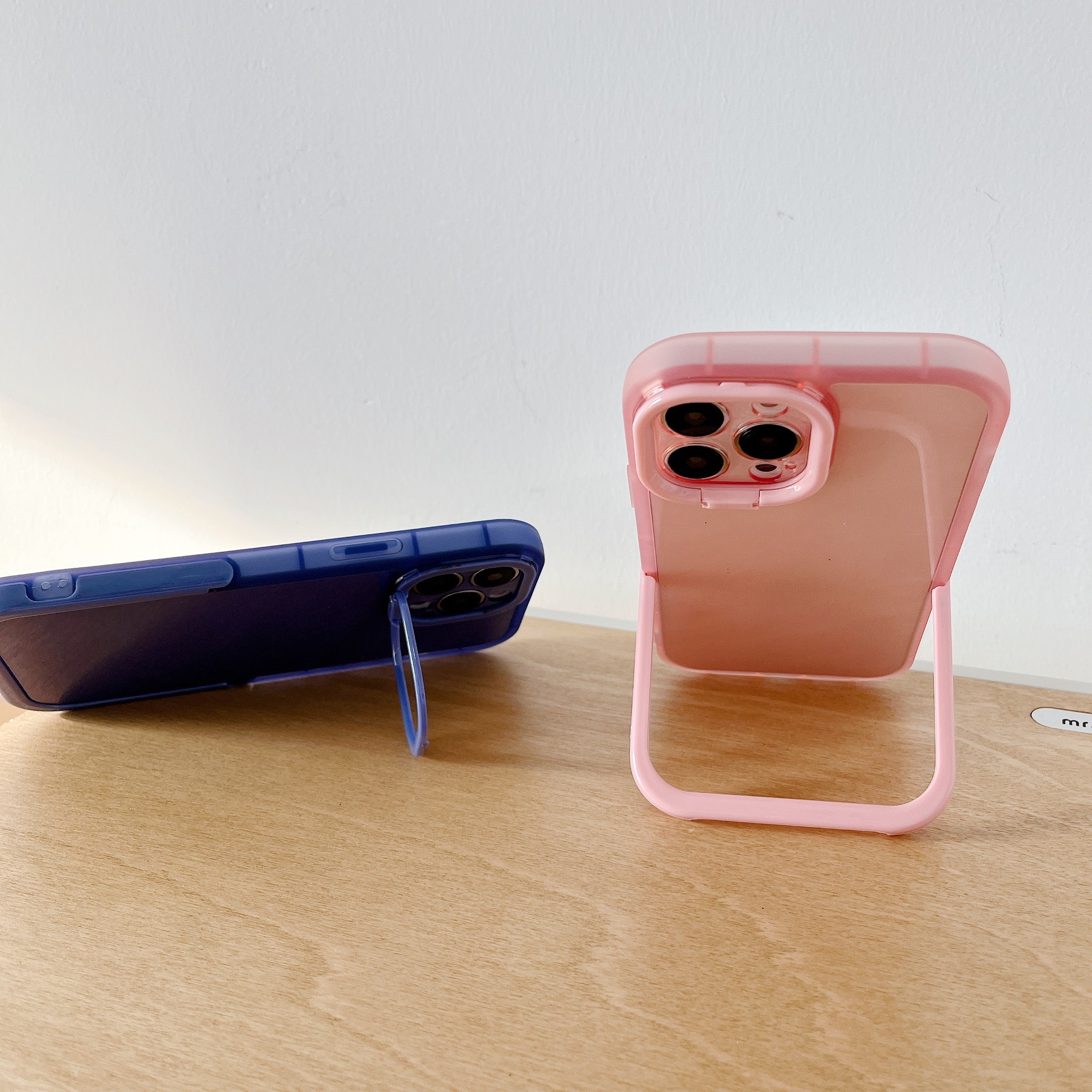 For iPhone 13 Pro Max 6.7 inch Drop-proof Candy Color Phone Case with Hidden Kickstand Scratch-resistant TPU Back Cover
