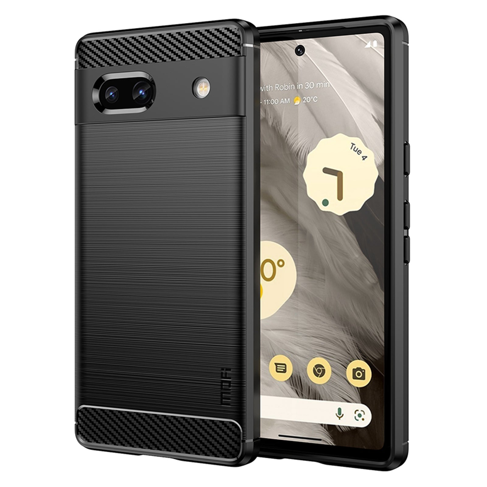 MOFI JK TPU Series-1 for Google Pixel 7a Drop-proof Phone Case Carbon Fiber Brushed TPU Scratch-resistant Phone Back Cover