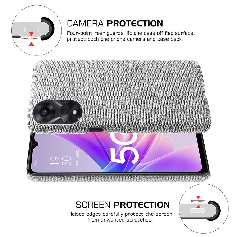 Ultra Slim Smartphone Case For Oppo A58 5G Anti-fall Solid Color Hard PC Cloth Texture Protective Phone Cover