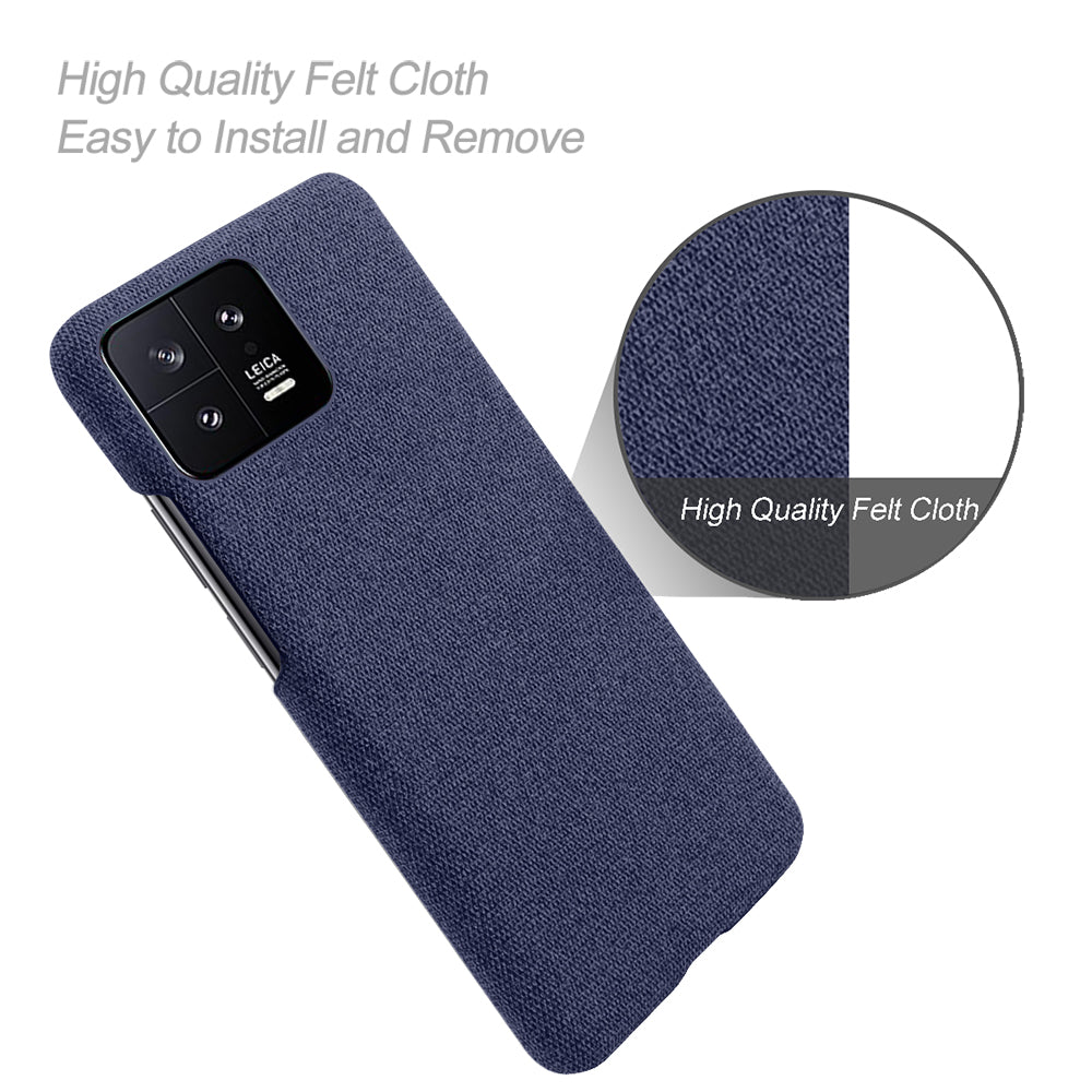For Xiaomi 13 5G Non-slip Protective Smartphone Case Solid Color Hard PC Cloth Texture Phone Cover