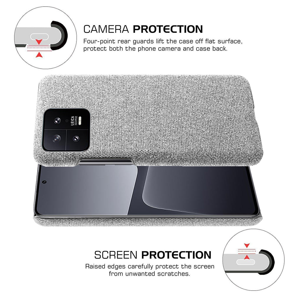 For Xiaomi 13 5G Non-slip Protective Smartphone Case Solid Color Hard PC Cloth Texture Phone Cover