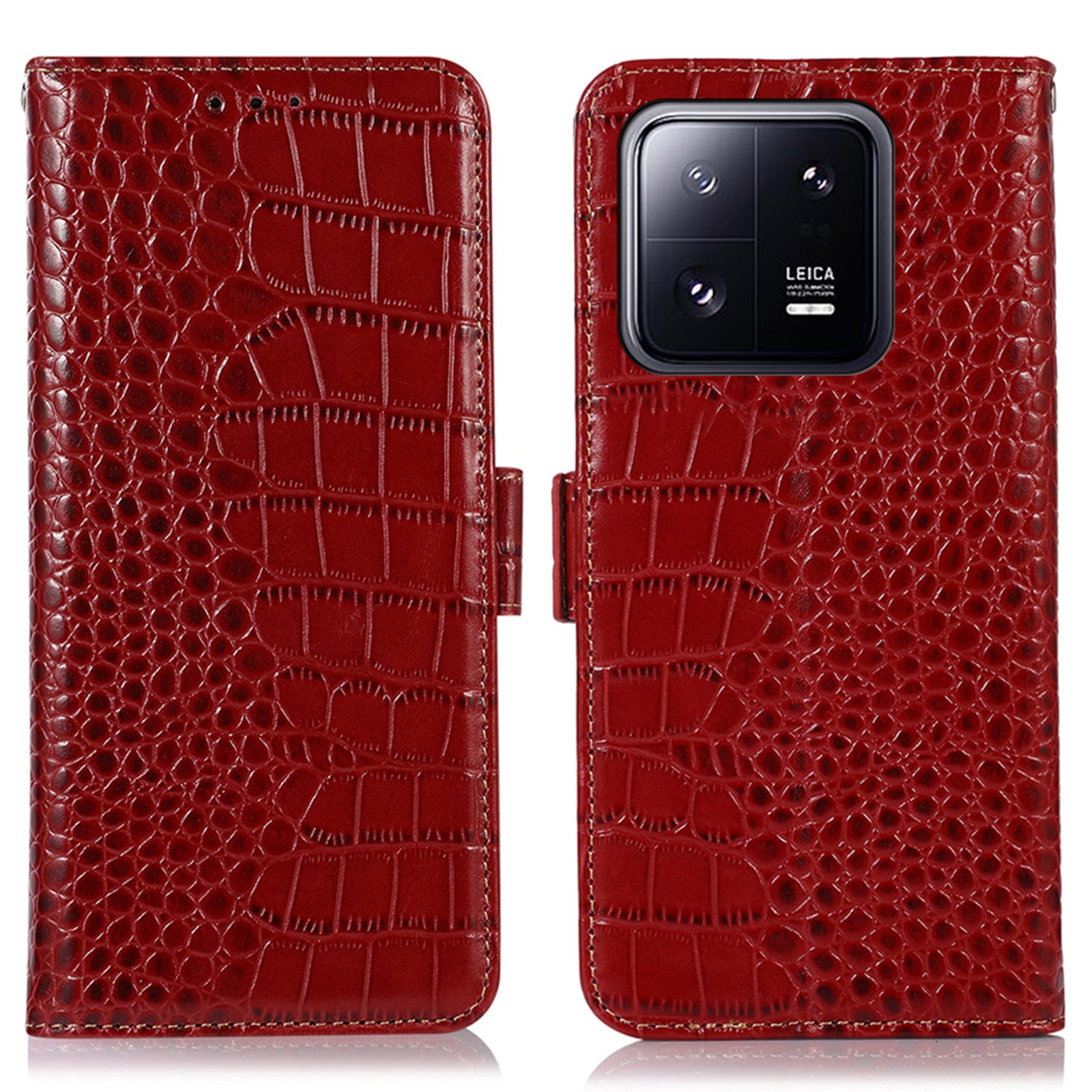For Xiaomi 13 Pro 5G RFID Blocking Stand Wallet Protective Smartphone Case Crocodile Texture Genuine Cowhide Leather Cell Phone Cover
