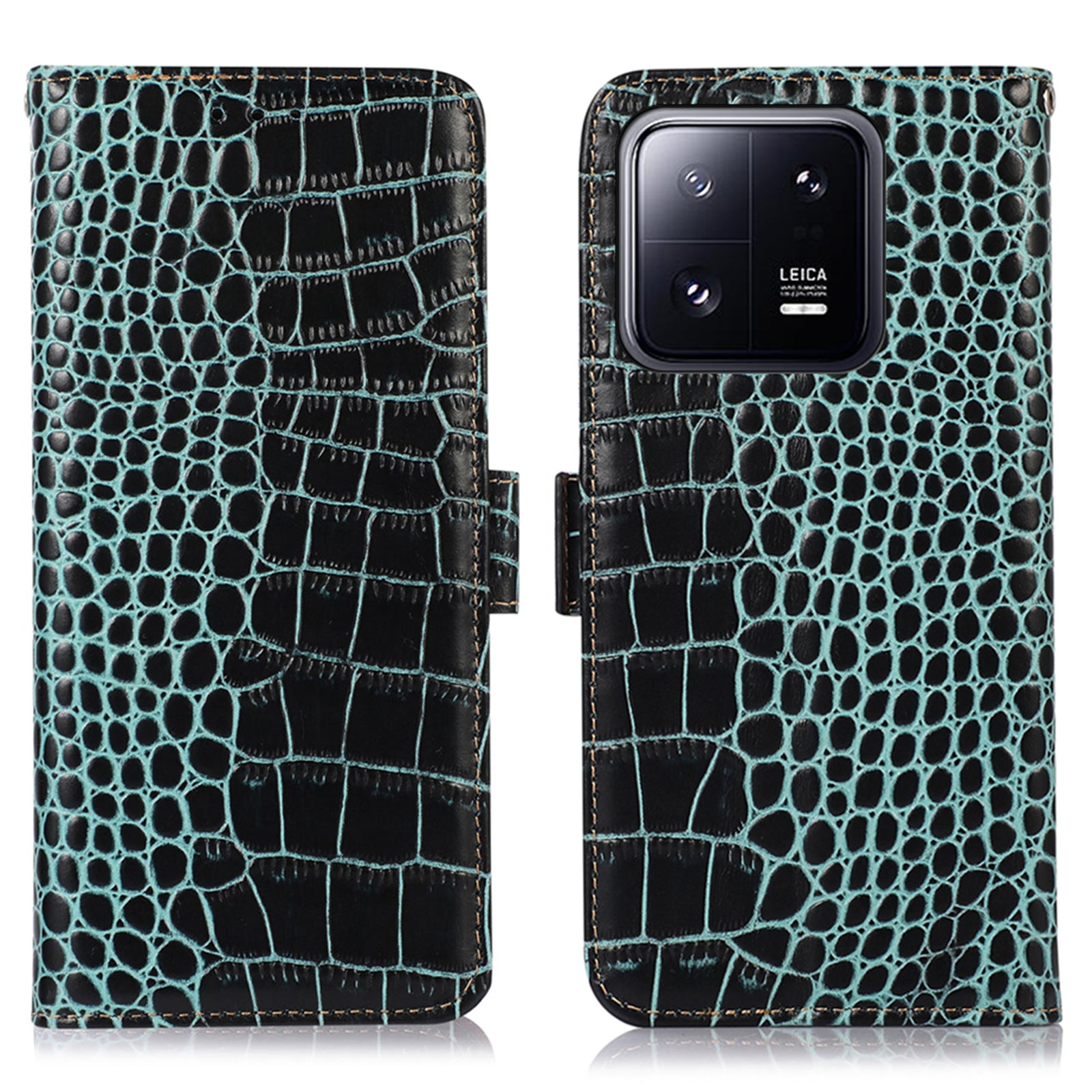 For Xiaomi 13 Pro 5G RFID Blocking Stand Wallet Protective Smartphone Case Crocodile Texture Genuine Cowhide Leather Cell Phone Cover