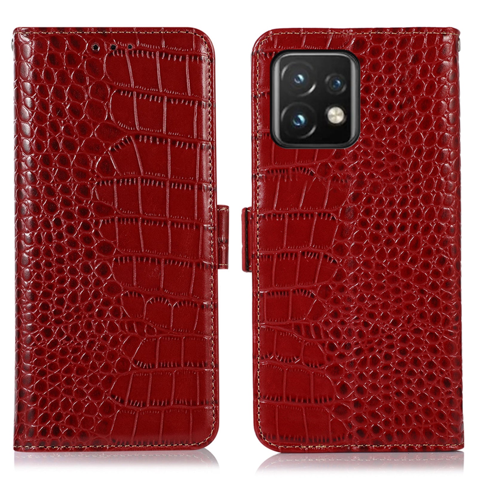 For Motorola Moto Edge 40 Pro 5G Moto X40 5G RFID Blocking Anti-drop Flip Wallet Phone Case Stand Crocodile Texture Genuine Cowhide Leather Cell Phone Cover