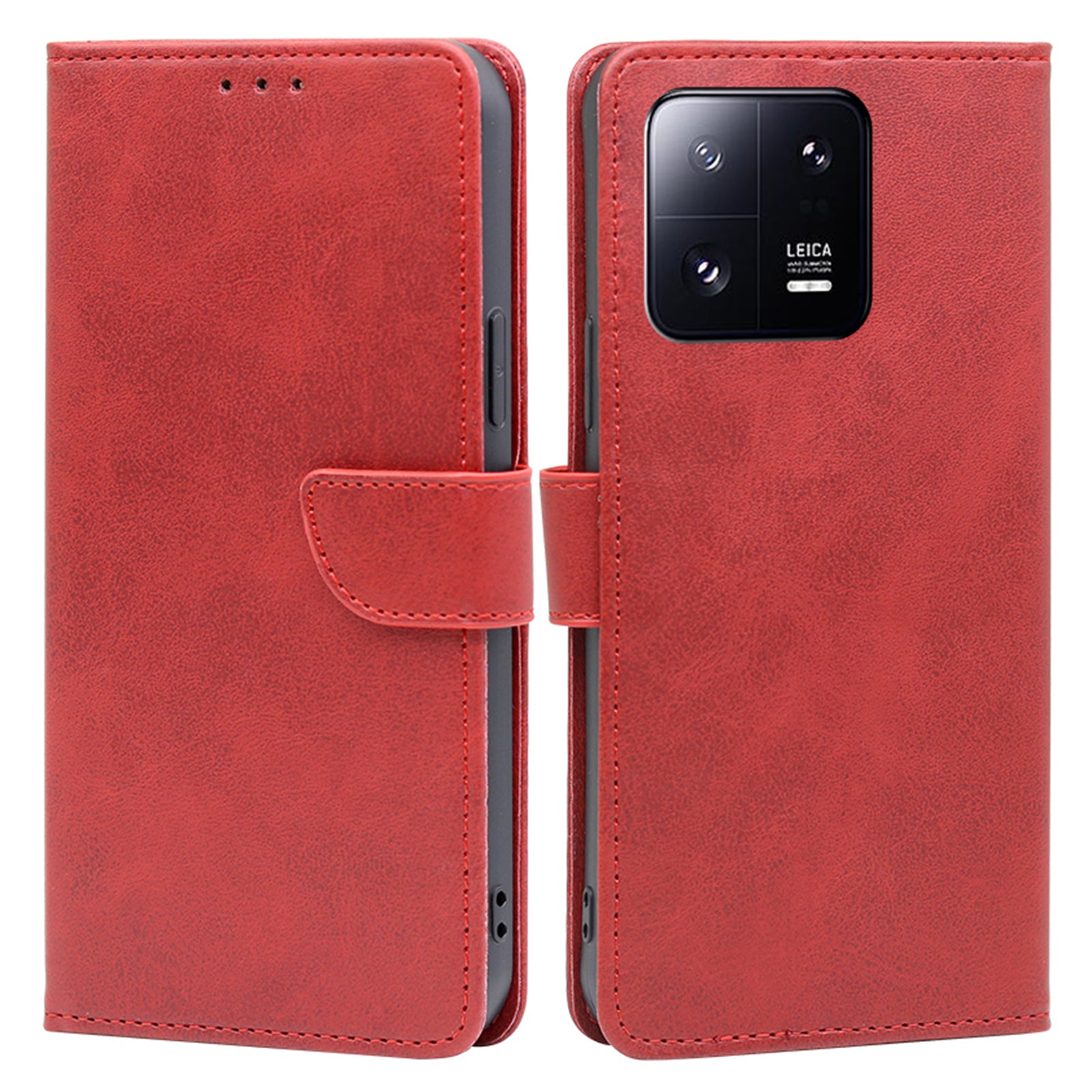 For Xiaomi 13 Pro 5G Calf Texture PU Leather Flip Leather Wallet Phone Case Foldable Stand Anti-scratch Magnetic Closure Mobile Phone Cover