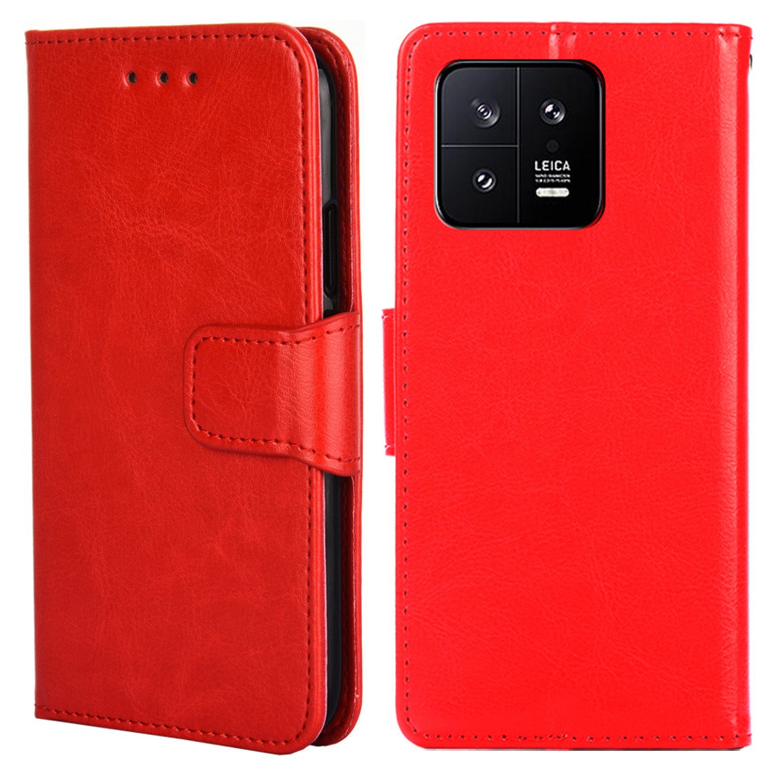 For Xiaomi 13 5G Textured Leather Anti-drop Cell Phone Cover Anti-scratch Phone Case Stand Wallet