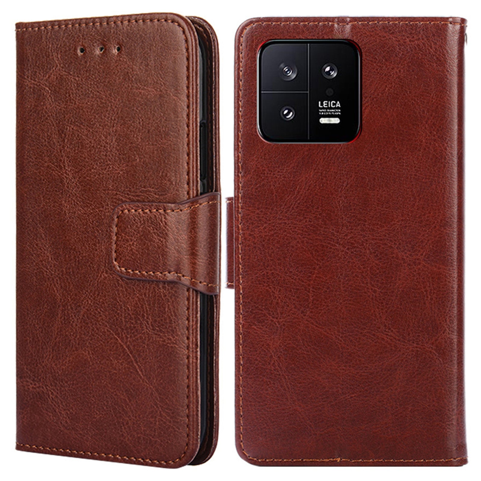 For Xiaomi 13 5G Textured Leather Anti-drop Cell Phone Cover Anti-scratch Phone Case Stand Wallet