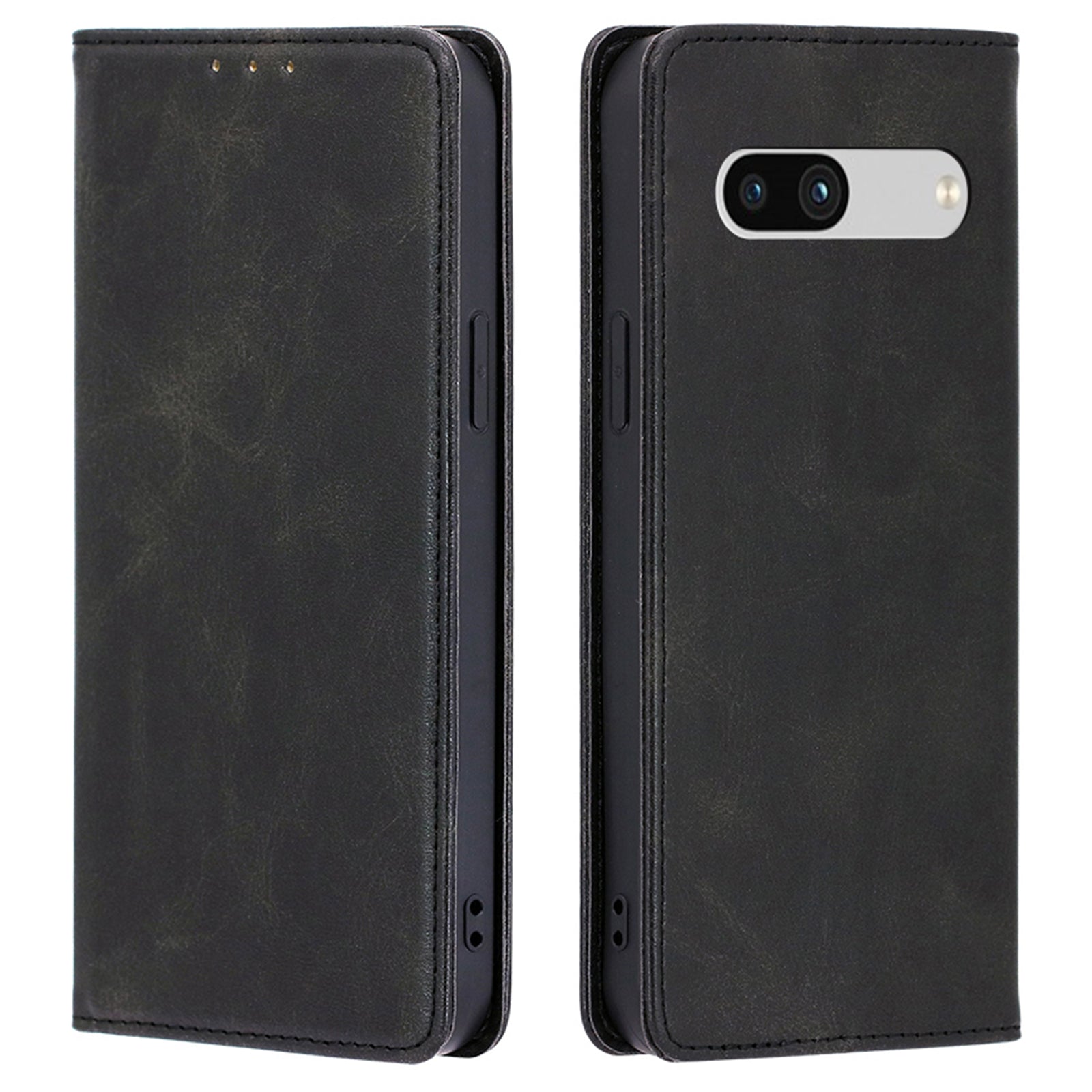 PU Leather Protective Phone Cover For Google Pixel 7a Magnetic Auto-absorbed Wallet Stand Shockproof Calf Texture Phone Case