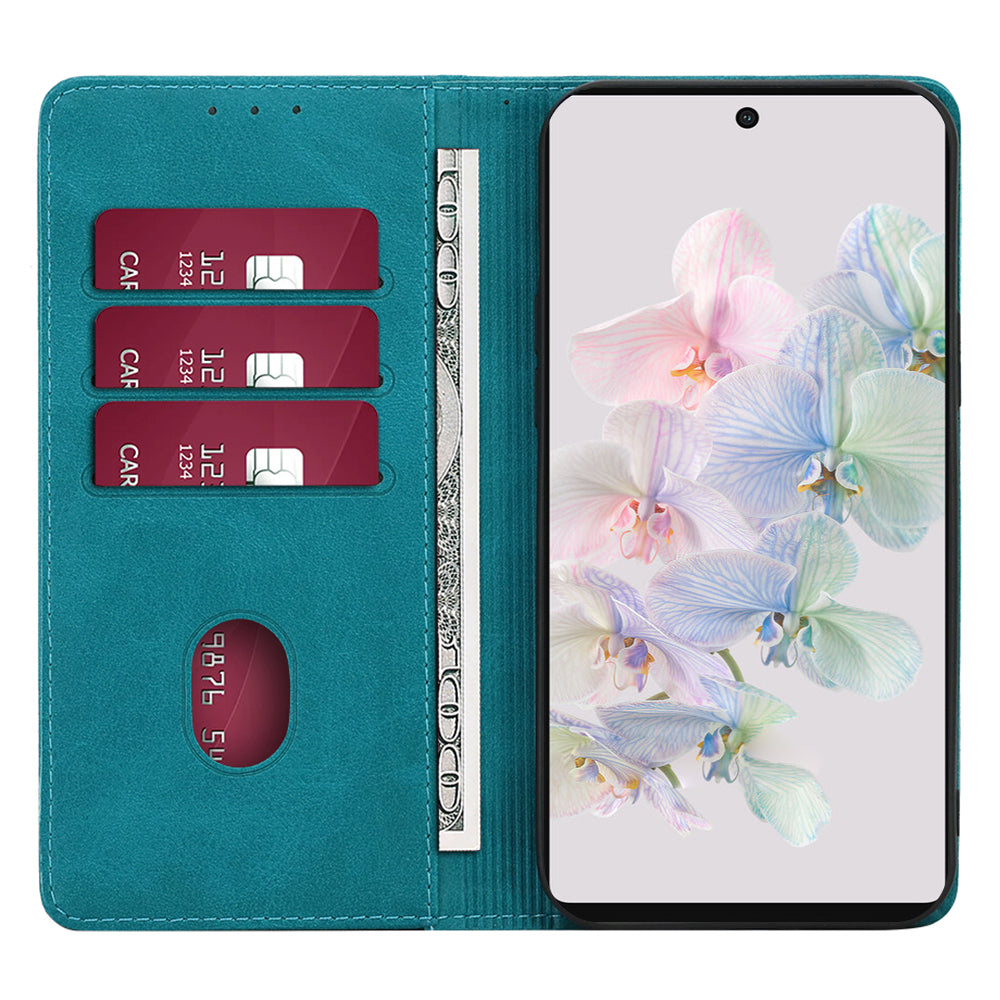 PU Leather Protective Phone Cover For Google Pixel 7a Magnetic Auto-absorbed Wallet Stand Shockproof Calf Texture Phone Case