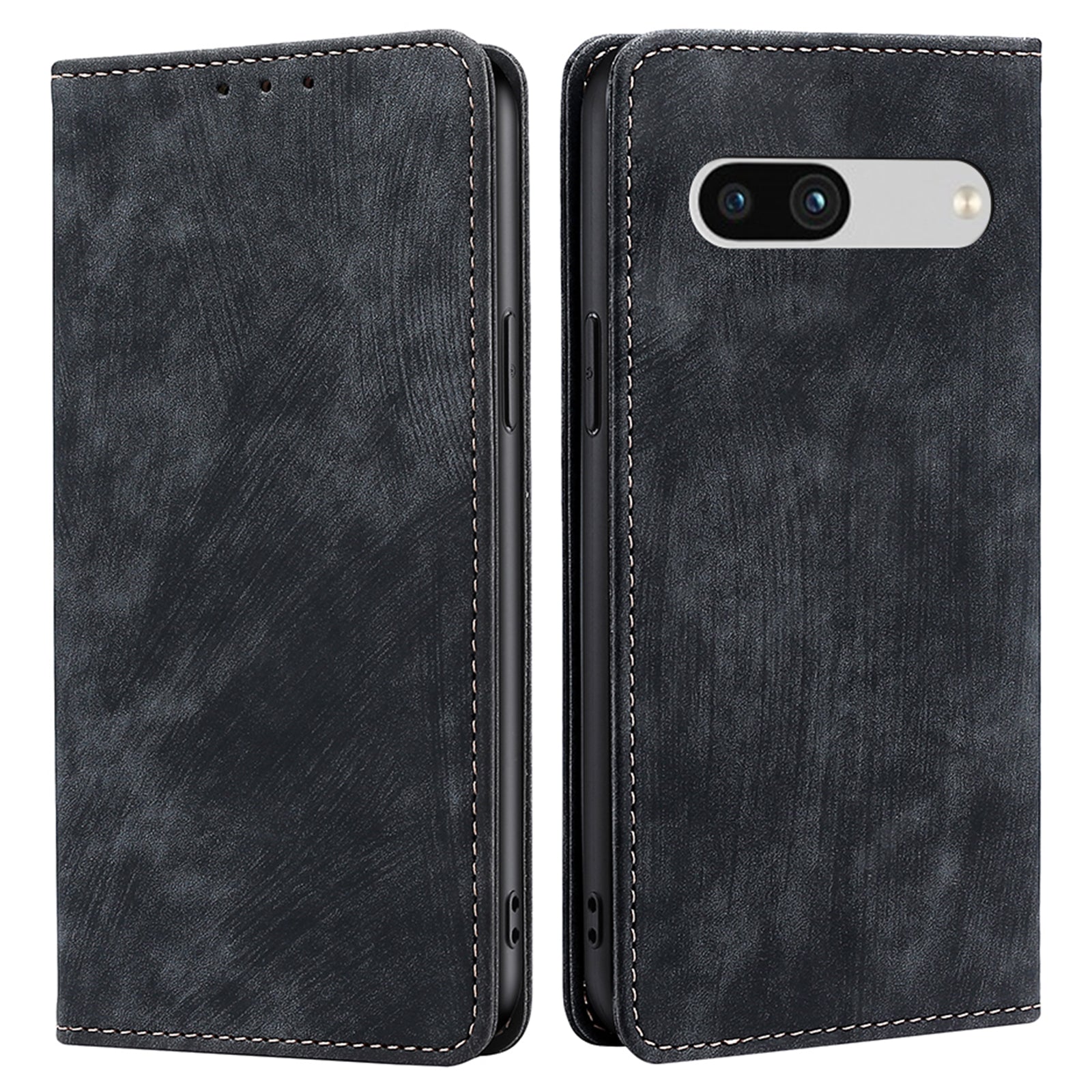 For Google Pixel 7a RFID Blocking Phone Case Foldable Stand Textured PU Leather Magnetic Closure Anti-shock Flip Wallet Cover