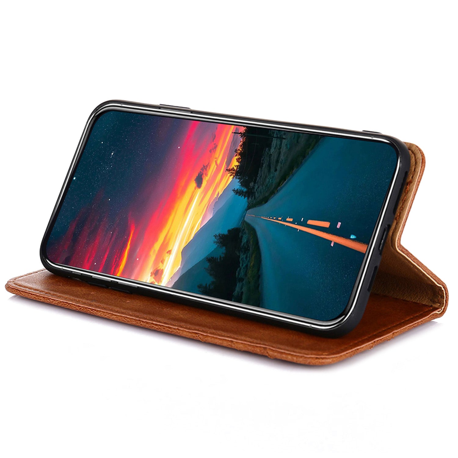 For Google Pixel 7a Anti-scratch PU Leather Stand Flip Wallet Case Shockproof Triangle Stitching Line Decor Phone Cover