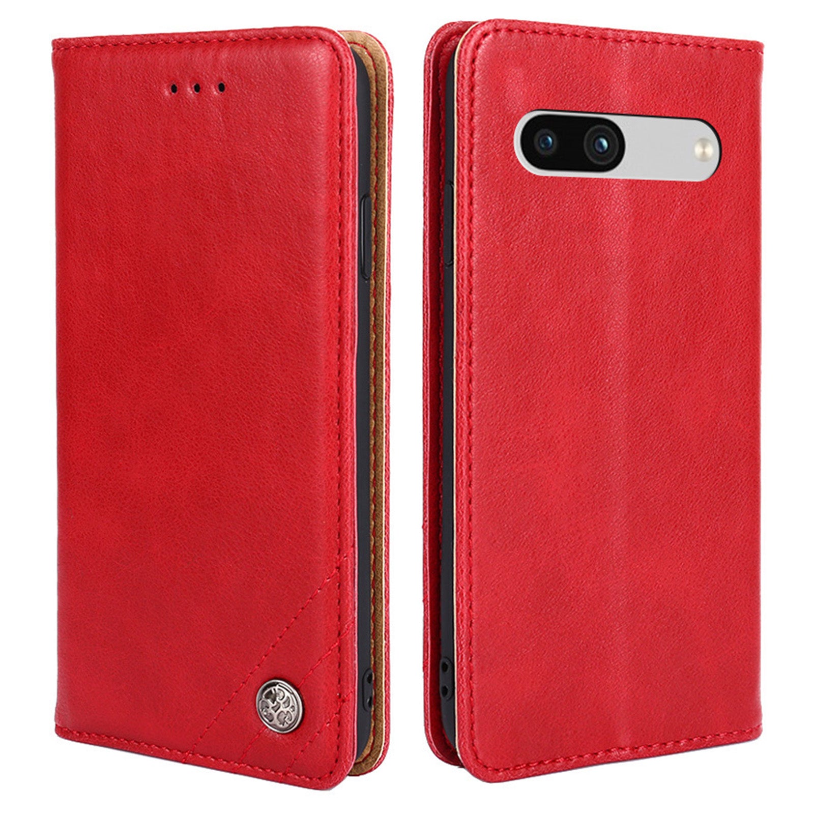 For Google Pixel 7a Anti-scratch PU Leather Stand Flip Wallet Case Shockproof Triangle Stitching Line Decor Phone Cover