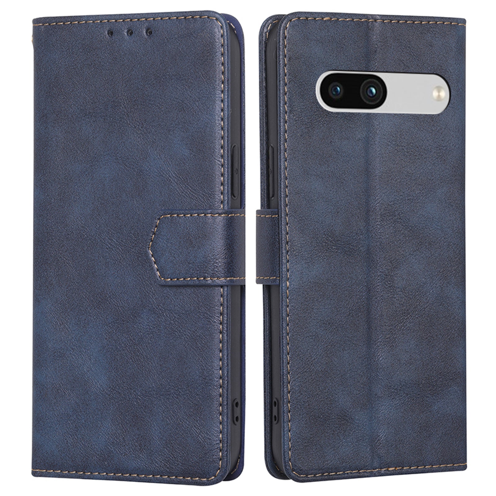RFID Blocking Phone Cover For Google Pixel 7a Cowhide Texture PU Leather Stand Wallet Shockproof Phone Case