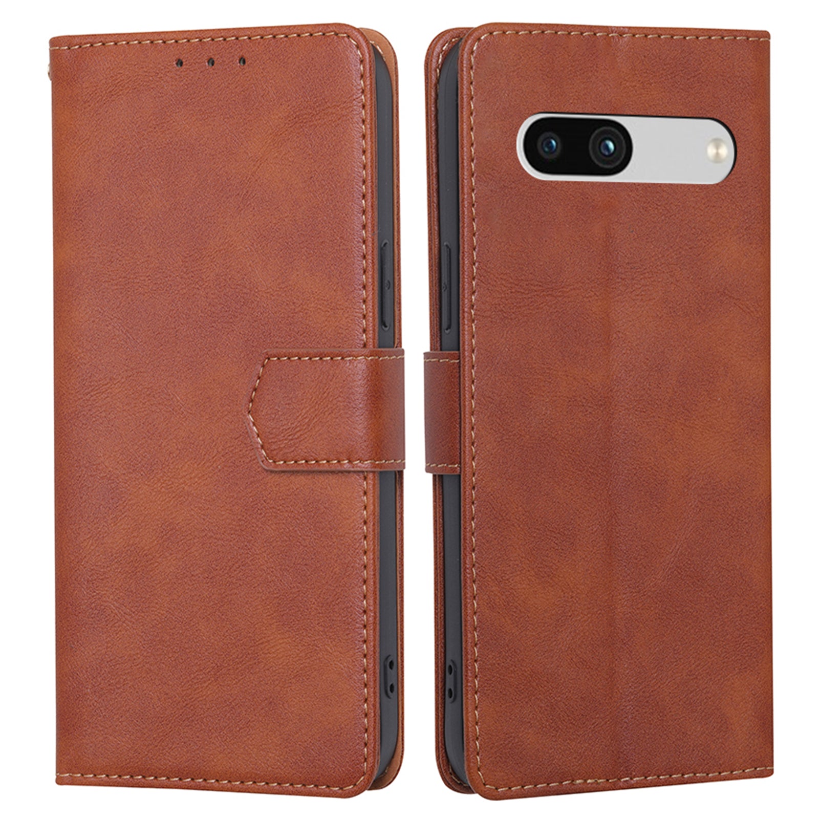 RFID Blocking Phone Cover For Google Pixel 7a Cowhide Texture PU Leather Stand Wallet Shockproof Phone Case