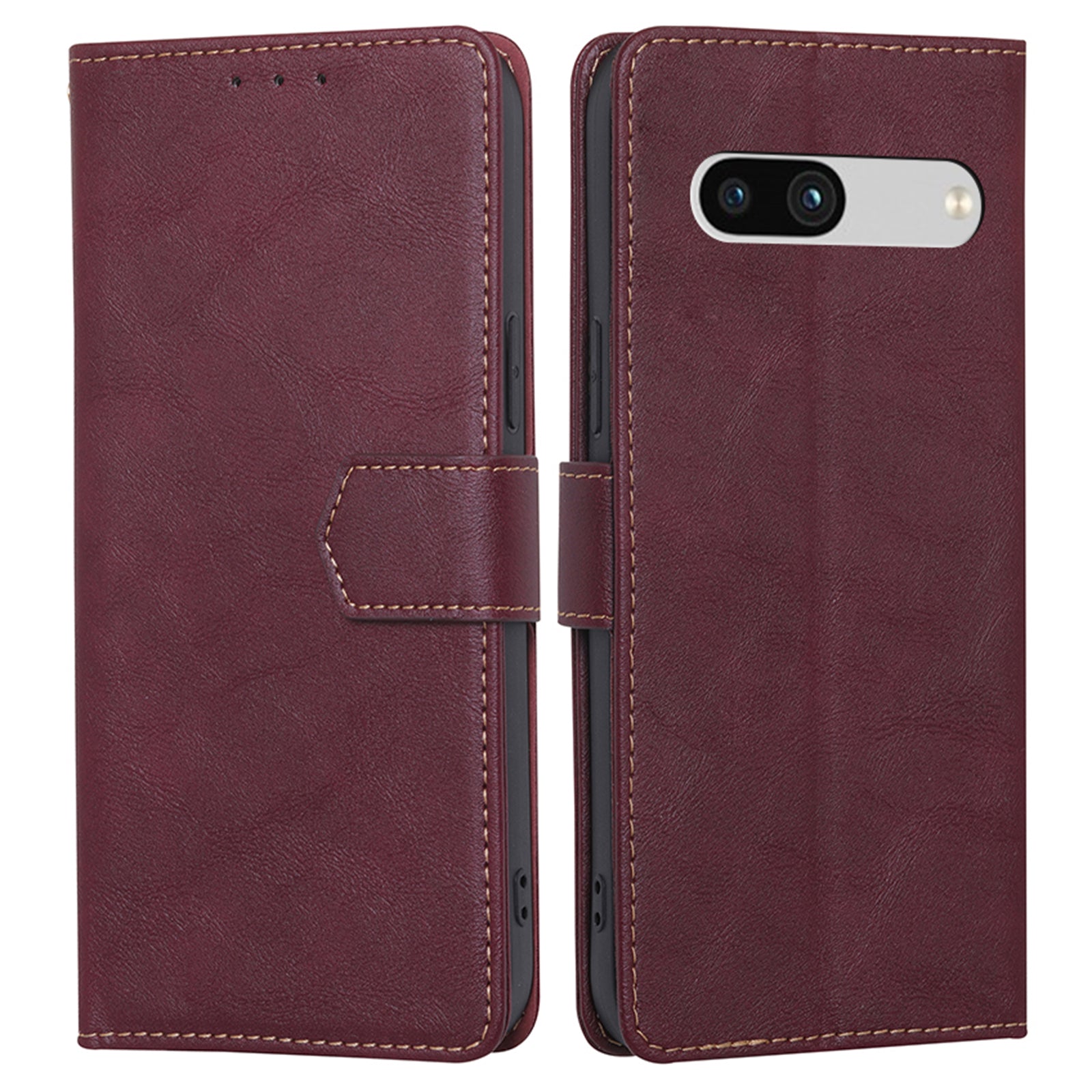 RFID Blocking Phone Cover For Google Pixel 7a Cowhide Texture PU Leather Stand Wallet Shockproof Phone Case