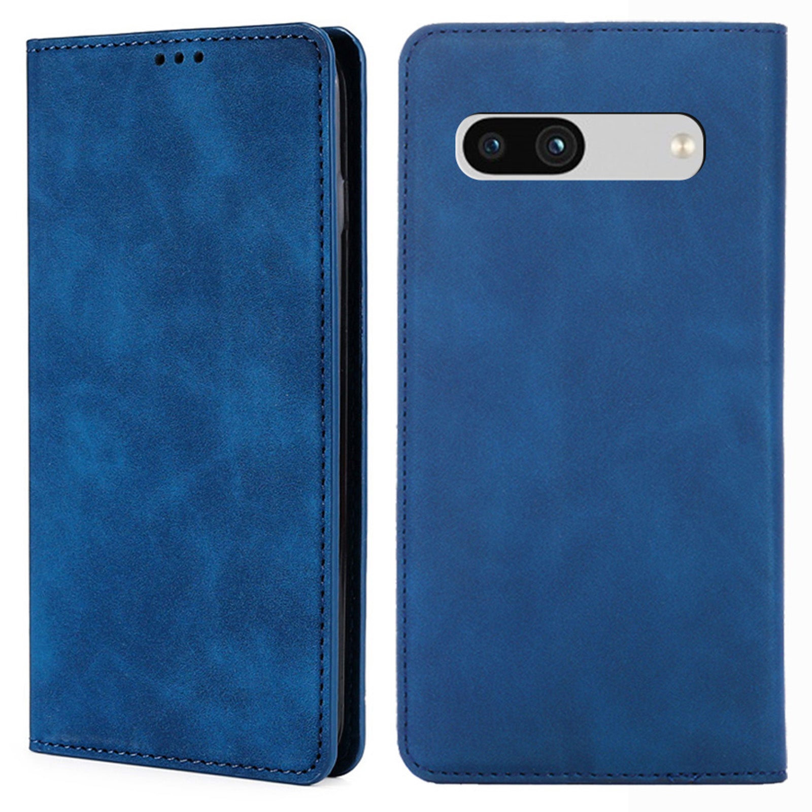 For Google Pixel 7a Drop-proof PU Leather Phone Case with Card Holders Skin-touch Feeling Magnetic Auto-absorbed Stand Flip Folio Phone Cover
