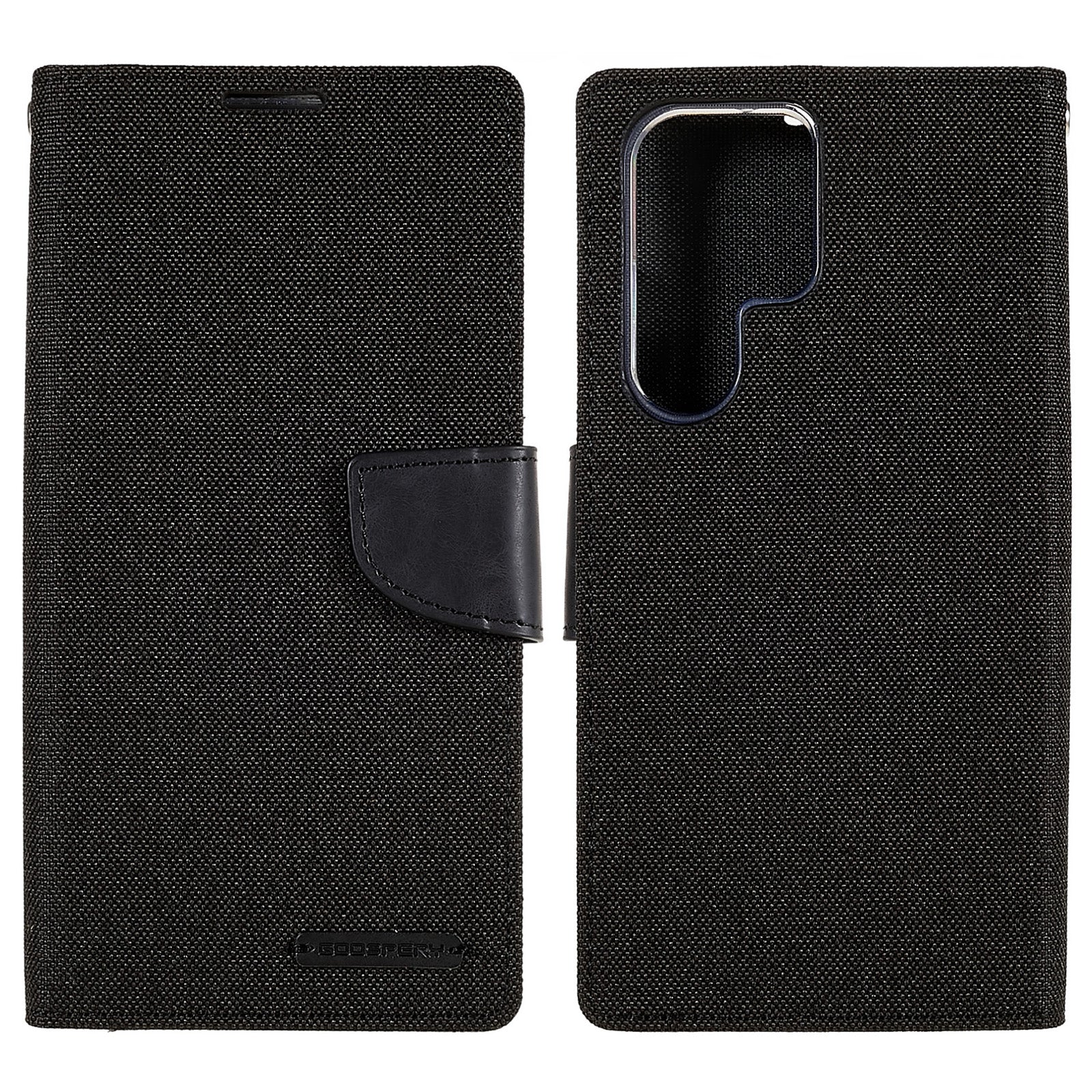MERCURY GOOSPERY For Samsung Galaxy S23 Ultra Canvas Texture Anti-Fingerprint Wallet Case PU Leather Magnetic Closure Stand Flip Phone Cover