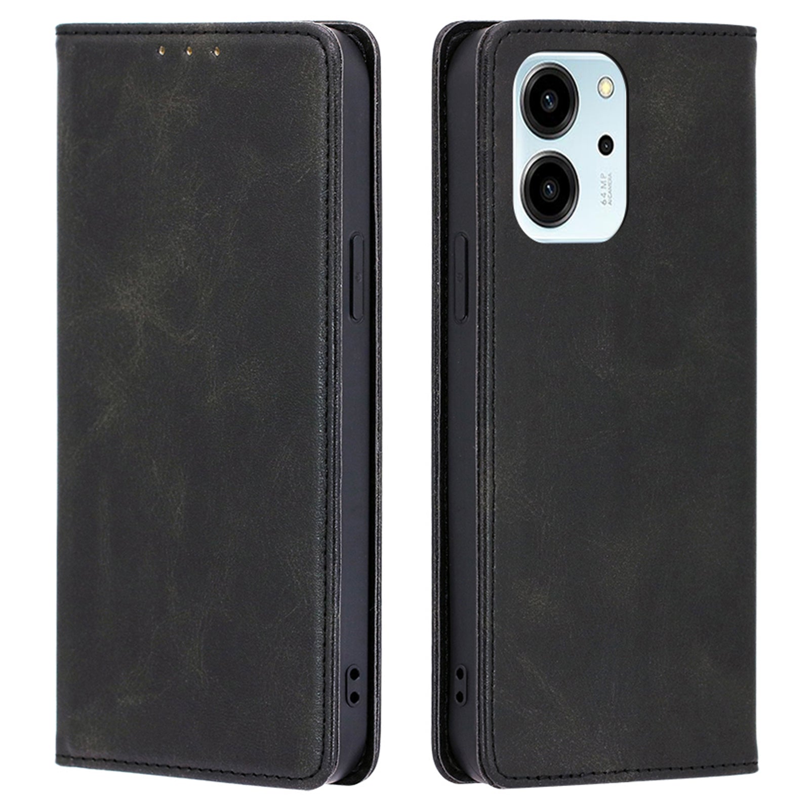 Calf Texture PU Leather Phone Case for Honor 80 SE 5G Wallet Stand Magnetic Auto-absorbed Full Protection Phone Cover