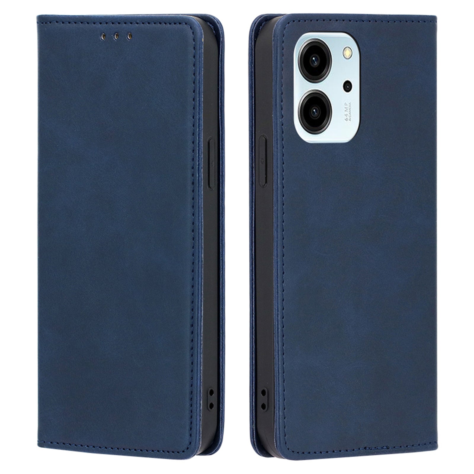 Calf Texture PU Leather Phone Case for Honor 80 SE 5G Wallet Stand Magnetic Auto-absorbed Full Protection Phone Cover