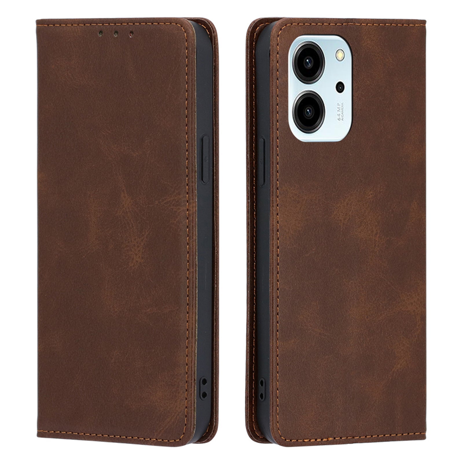 Calf Texture PU Leather Phone Case for Honor 80 SE 5G Wallet Stand Magnetic Auto-absorbed Full Protection Phone Cover