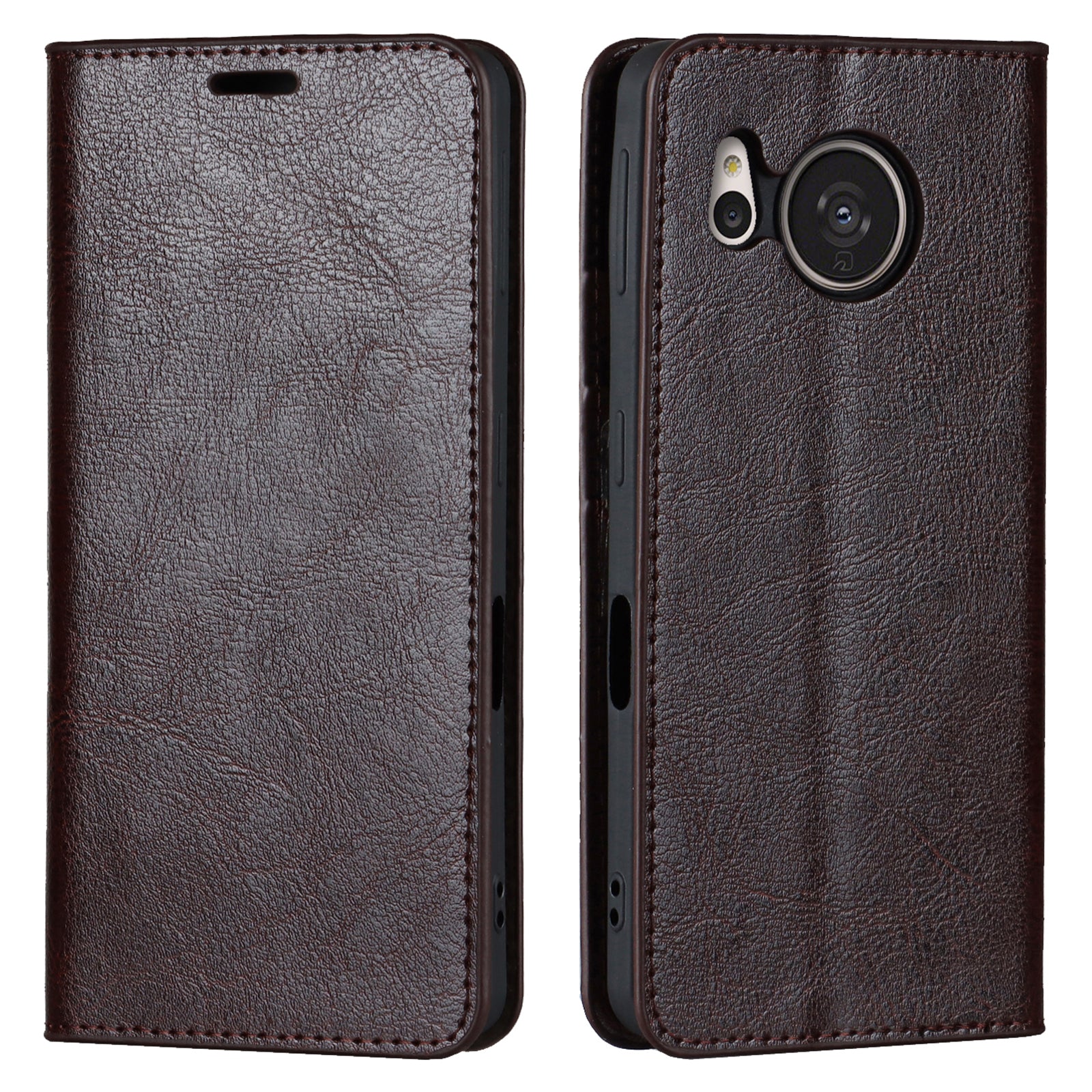 For Sharp Aquos Sense 7 Plus Supporting Stand Flip Wallet Crazy Horse Texture Genuine Leather Cover Magnetic Phone Case