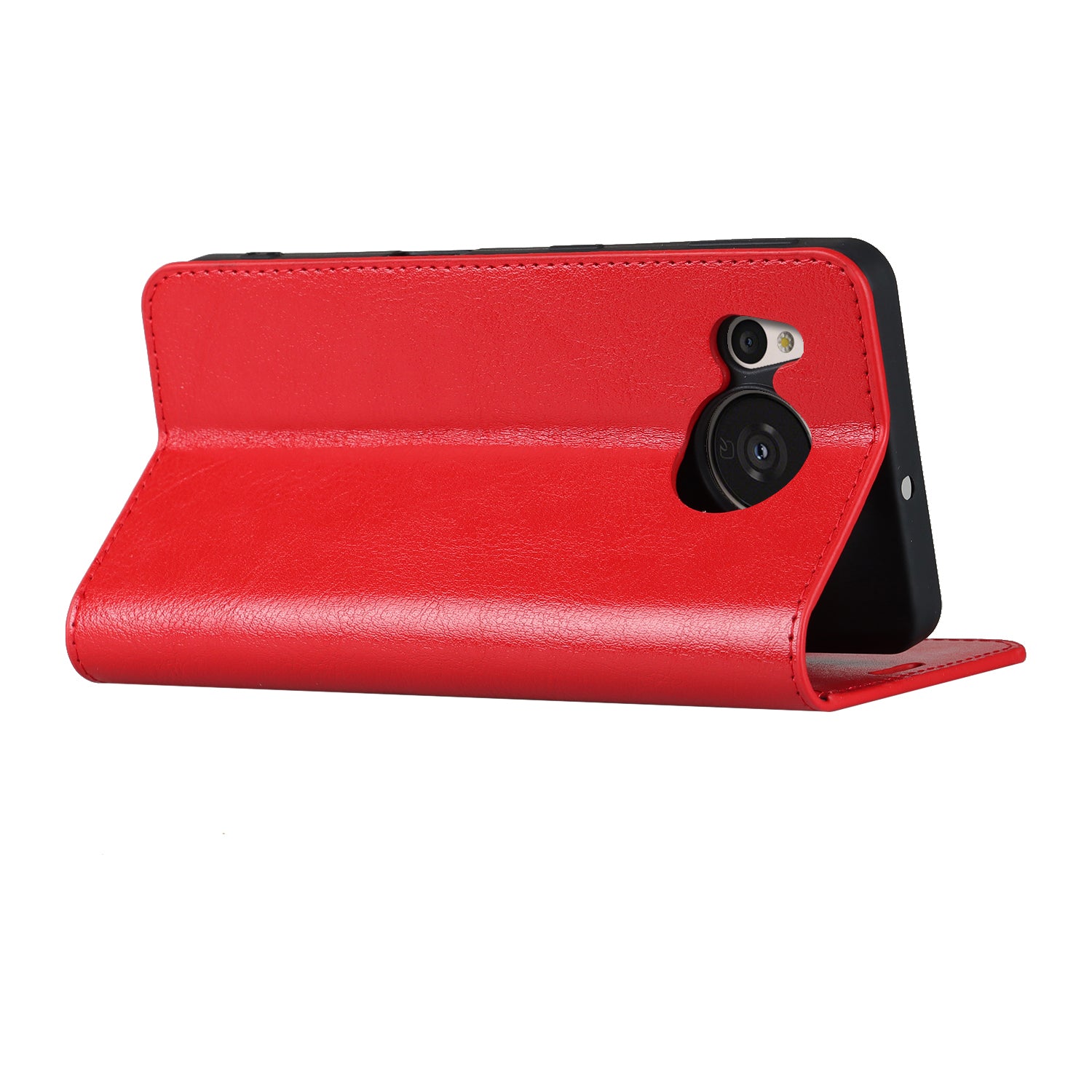 For Sharp Aquos Sense 7 Plus Supporting Stand Flip Wallet Crazy Horse Texture Genuine Leather Cover Magnetic Phone Case