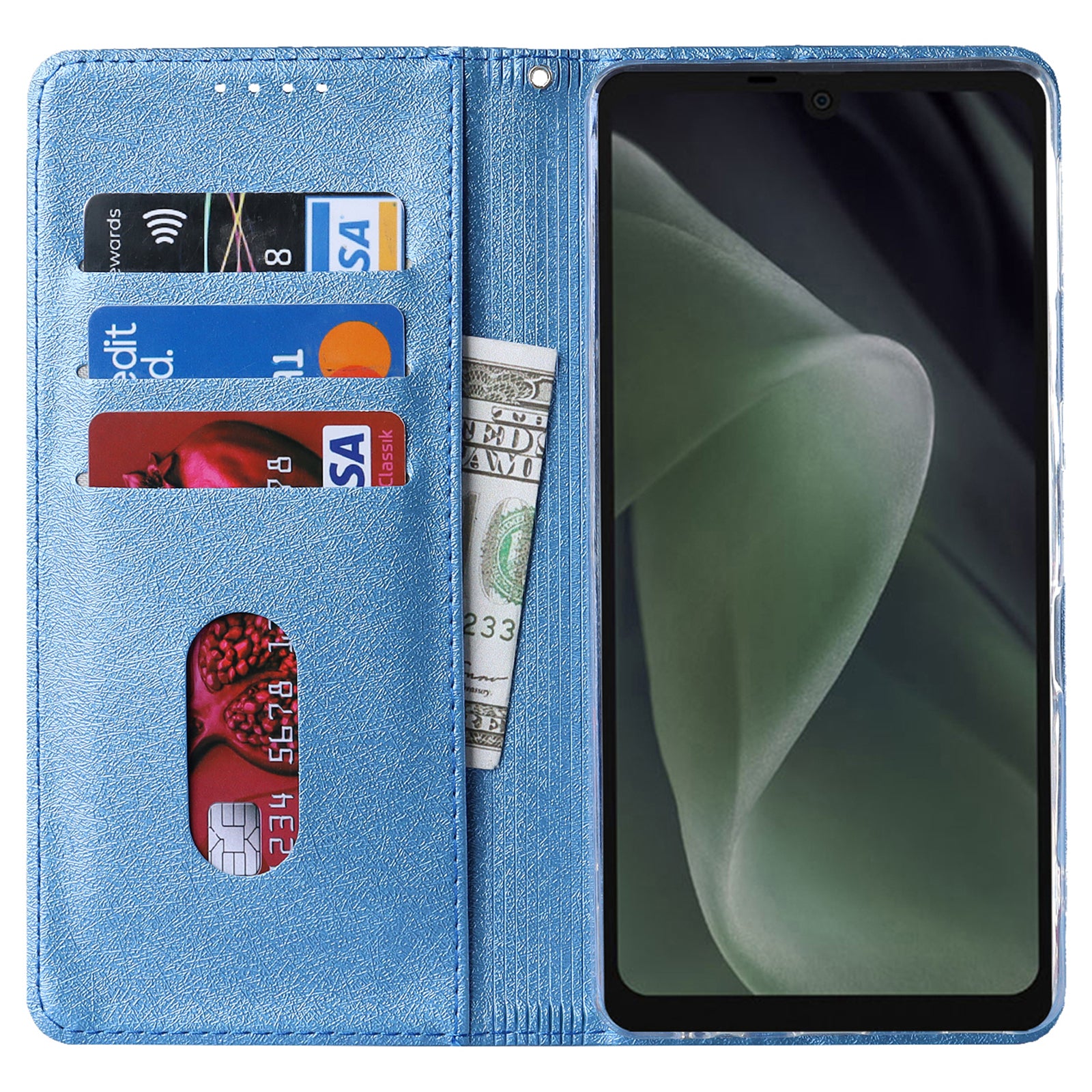 For Sharp Aquos Sense 7 Anti-Fingerprint PU Leather Wallet Phone Case Silk Texture Stand Phone Cover Protector with Wrist Strap