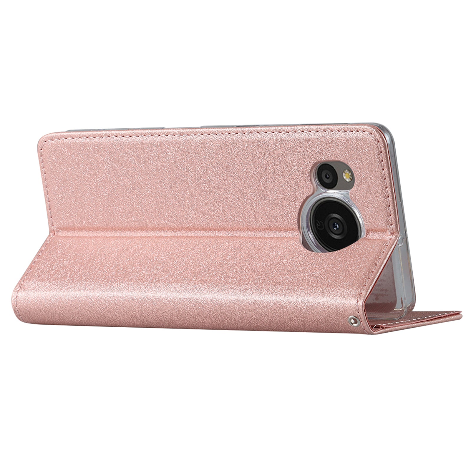 For Sharp Aquos Sense 7 Anti-Fingerprint PU Leather Wallet Phone Case Silk Texture Stand Phone Cover Protector with Wrist Strap