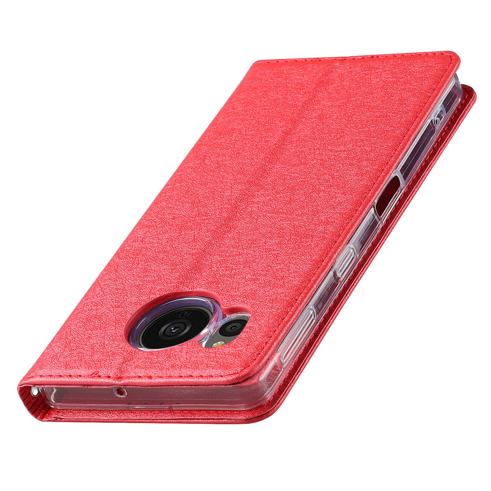 For Sharp Aquos Sense 7 Anti-Fingerprint PU Leather Wallet Phone Case Silk Texture Stand Phone Cover Protector with Wrist Strap
