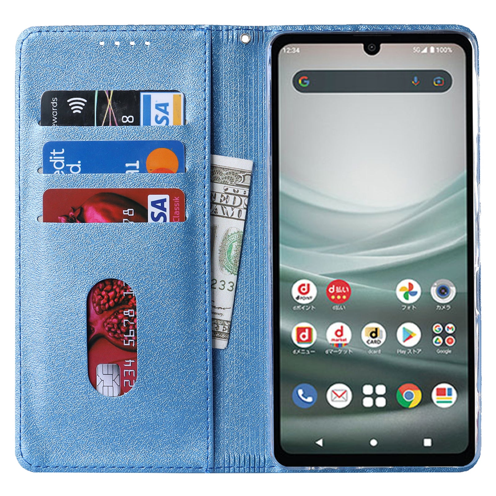 For Sharp Aquos Sense 7 Plus Scratch-resistant PU Leather Silk Texture Wallet Phone Case Stand Protector with Wrist Strap