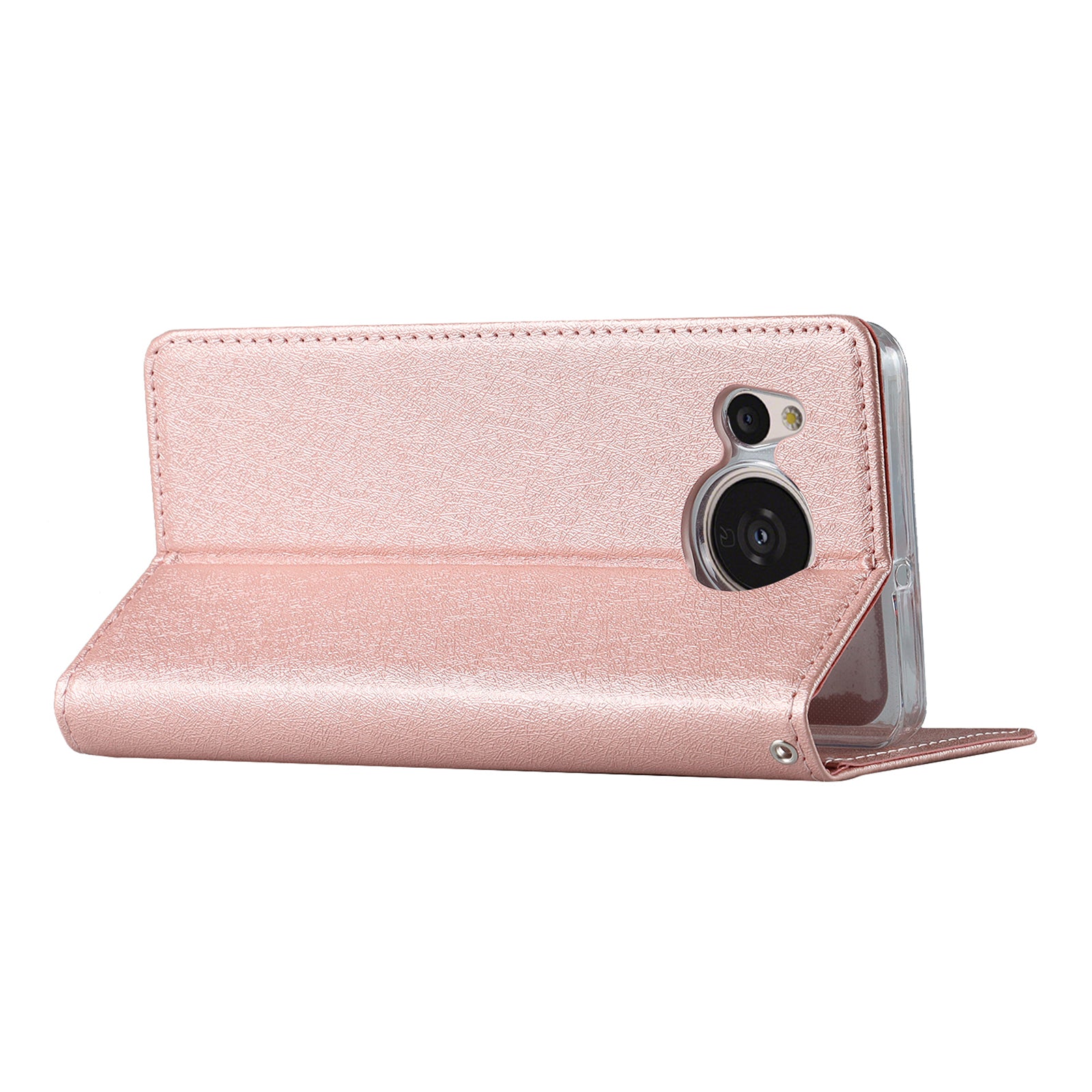 For Sharp Aquos Sense 7 Plus Scratch-resistant PU Leather Silk Texture Wallet Phone Case Stand Protector with Wrist Strap